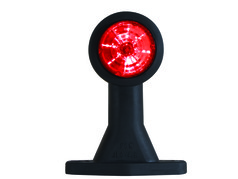 Rote LED Umrissleuchte auf schwarzem Sockel.