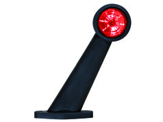 Rote LED Pendelleuchte mit schwarzem, angewinkeltem Arm und Montagefu�.
