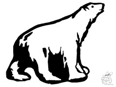 Wei�er Eisb�r als Illustration, sitzend mit schwarzem Umriss.