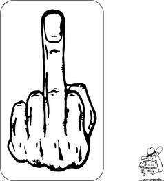 Mittelfinger-Illustration in Schwarz-Wei�.
