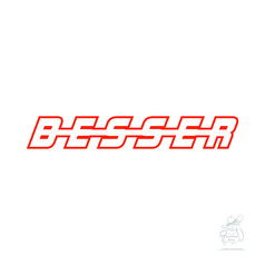 Roter Kontur-Aufkleber mit dem Schriftzug "BESSER" auf wei�em Hintergrund.