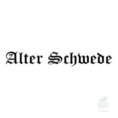 Schwarzer geplotteter Aufkleber mit dem Schriftzug "Alter Schwede" in altdeutscher Schrift auf wei�em Hintergrund.