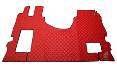 Rotes, einteiliges Bodenset aus gestepptem Kunstleder f�r LKW Actros MP4+MP5.