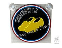 Leuchtkasten 17x17 mit runder Holland Style Klompen-Grafik. Gelbe Holzschuhe, 