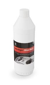 Wei�e 1-Liter-Flasche Alcoa Dura-Bright Wheel Wash mit schwarzem Etikett.