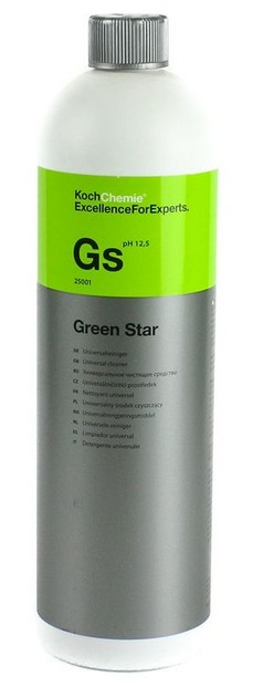 Koch Chemie Green Star GS Universalreiniger in wei�-gr�n-grauer Flasche mit silbernem Deckel.