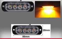 Bulldog Blitzer LED mit schwarzem Aluminiumrahmen, klare Leuchte mit orangefarbenem Licht. Kompakt.