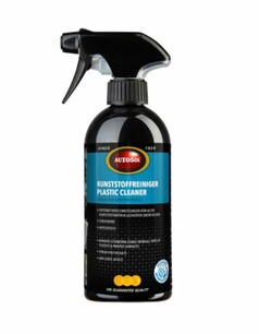 Schwarze Spr�hflasche AUTOSOL Kunststoffreiniger mit blauem Etikett.