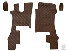 Braune Kunstleder Fu�matten im Steppdesign f�r Scania NG R, mit passenden Bez�gen f�r Mix-Sitze.
