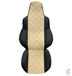 Sitzbezug Au�enseiten schwarzes glattes Kunstleder mit doppelt gewaffeltem Mittelteil in creme