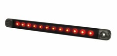 Schlanke Dark Knight R�ck-/Bremslicht Markierungsleiste SLIM mit anthrazit get�ntem Glas und leuchtenden roten LEDs.