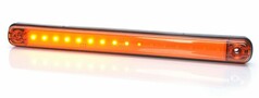Leuchtende LED Leiste Blinkleuchte in Orange mit schwarzem Geh�use.