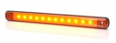 LED Blinkleuchte als Leiste mit mehreren leuchtenden, gelben LEDs und dunklem Geh�use auf wei�em Grund.