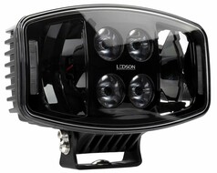 Ledson LED Zusatzscheinwerfer Libra10+ in Schwarz mit Positionslicht und Montagehalterung.