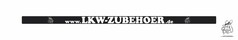 Schwarzer Aufkleber f�r Kennzeichenunterlage mit wei�em Schriftzug "www.LKW-ZUBEHOER.de".
