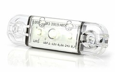 Transparente, superd�nne Position Leuchte SLIM 3LED mit leuchtenden wei�en LEDs.