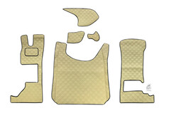 Cremefarbenes 6-teiliges Bodenset f�r LKW mit doppelt gewaffeltem Muster und schwarzer Einfassung.