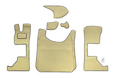 Cremefarbenes 6-teiliges Bodenset f�r LKW mit doppelt gewaffeltem Muster und schwarzer Einfassung.