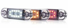 Position Leuchten DARK 12LED mit klarem Geh�use und LEDs in Wei�, Orange und Rot.