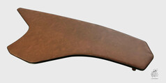 Brauner Kunstleder-Tisch f�r DAF XG/XG+ LKW, mit geschwungener Form und dunklem Rand.