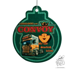 Gr�ner, ornamentf�rmiger Lufterfrischer CONVOY mit LKW-Motiv, V8-Symbol und Text 