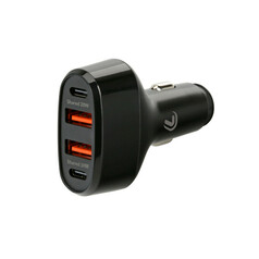 Schwarzes 4PRO USB-Schnellladeger�t mit zwei USB-A und zwei USB-C Anschl�ssen f�r den LKW.