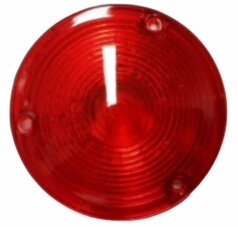 Rotes, rundes Ersatzglas f�r Hella Pablo Spiegelleuchte mit Befestigungsl�chern.