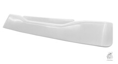 Wei�e GFK Sonnenblende f�r LKW, mit mittiger Erh�hung und geschwungenen Enden.