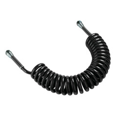 Schwarzer Luftspiralschlauch mit metallverst�rkten Anschl�ssen an den Enden.