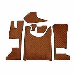 Braunes, gestepptes Kunstleder Bodenset f�r LKW, bestehend aus Tunnel und Fu�matten.