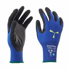 Ein Paar schwarz/blaue Arbeitshandschuhe FEEL aus Nylon/Nitril