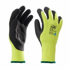 Ein Paar gelb/schwarze Winterarbeitshandschuhe GOLDGRIP aus Acryl/Polyester