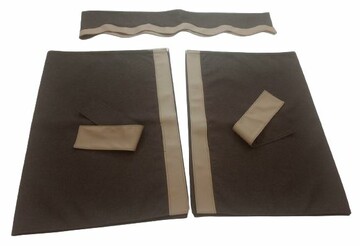 Gardinenset doppelt gen�hter Stoff mit Lederkante