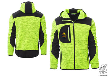 Strickjacke mit Softshell-Eins�tzen gelb mit Berg B�r Aufdruck