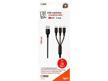 2GO USB Ladekabel auf 3x USB C