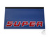 Blauer Schmutzf�nger mit zweifarbiger "SUPER" Beschriftung in Rot und Wei�.