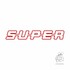 Roter Kontur-Aufkleber mit dem Schriftzug SUPER in Gro�buchstaben.