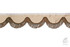 Beige Scheibenbord�re aus Wildlederimitat mit braunen Fransen und gewelltem Rand.