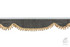 Dunkelgraue Velour Bord�re f�r LKW mit goldener Wellenform und Bommeln.