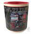 Black Warrior Paint Tasse: Schwarz mit LKW-Motiv, roter Innenseite und wei�en R�ndern.