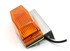 Silberne Edelstahlplatte mit Winkel f�r K�hlergrill, zur Befestigung einer orangefarbenen LED Lampe.