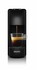 Schwarze Krups Nespresso Essenza Mini Kaffeemaschine br�ht Espresso in eine Glastasse mit Crema.
