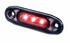 Eine leuchtende, rote Dark Knight Positionsleuchte ULTRA SLIM mit anthrazit get�ntem Geh�use und drei LEDs.