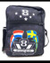 Schwarze Polyester Trucker Tasche mit Rei�verschl�ssen und Riemen. Design: V8-Logo, Sterne, Flaggen, 