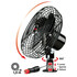Schwarzer Metall-Ventilator f�r LKW, schwenkbar, mit verstellbarem Standfu� und Zigarettenanz�nder-Stecker.
