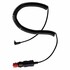 Schwarzes Spiralkabel mit Zigarettenanz�nderstecker und Winkelstecker.
