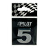 Gl�nzender 3D Aufkleber in Form der Zahl 5, verchromt, in transparenter Verpackung mit Pilot-Logo.