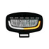 Ovaler LED Fernscheinwerfer PILOT Glare Oval-Pro mit schwarzem Geh�use und leuchtenden wei�en und gelben LED-Streifen.