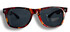 Sonnenbrille mit gemustertem Rahmen in Rot-, Orange- und Braunt�nen, dunkle Gl�ser.