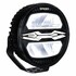 Runder schwarzer LED-Fernscheinwerfer X-Spider "NINJA RUND" mit SPIDER-Schriftzug, Positionslicht und Montageb�gel.